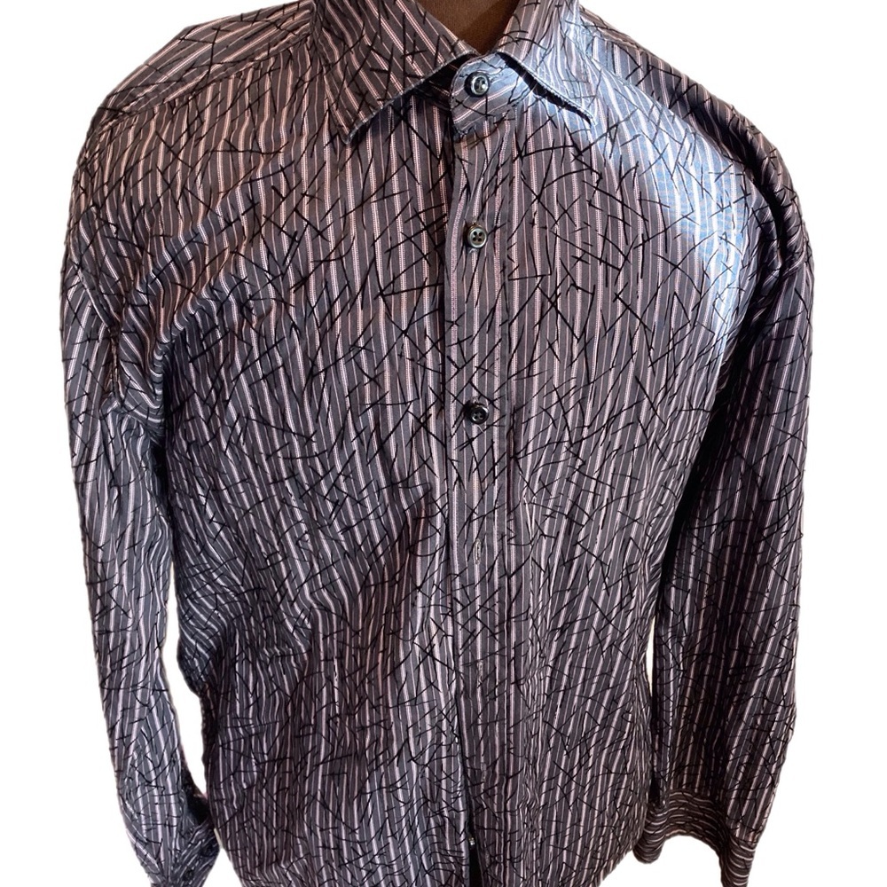 Pronto Uomo Blue Label Shirt Casual Button Down with Striped Design Blue Mix